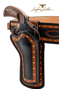 Custom leather single action holster and cartridge belt featuring the Jerome design. Individually handcrafted at Longhorn Leather AZ 6