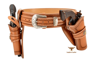 Custom+leather+single+action+cross+draw+holster+rig+featuring+the+“Cimarron”+design.++Longhorn+Leather+AZ