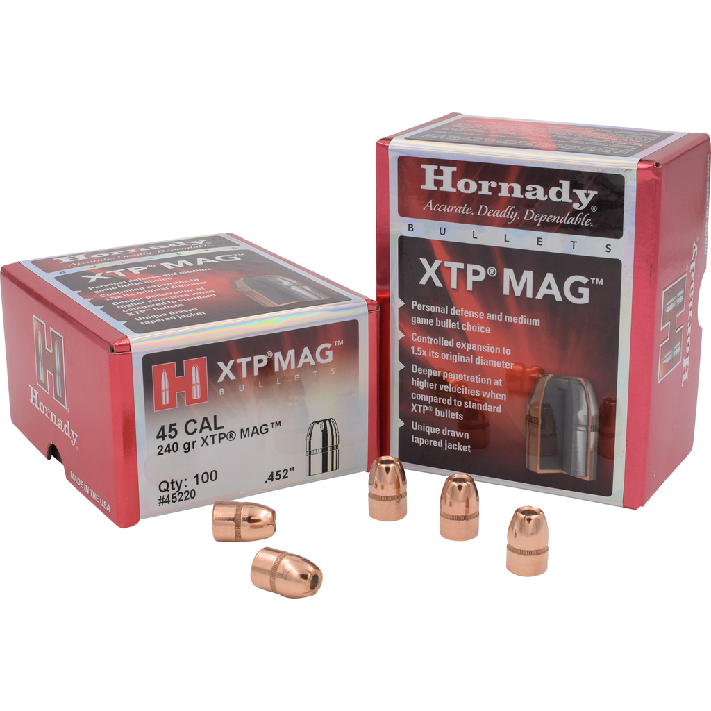 Hornady Traditional Pistol Bullets 45 Cal. .452 240 gr. XTP Mag. 100 box